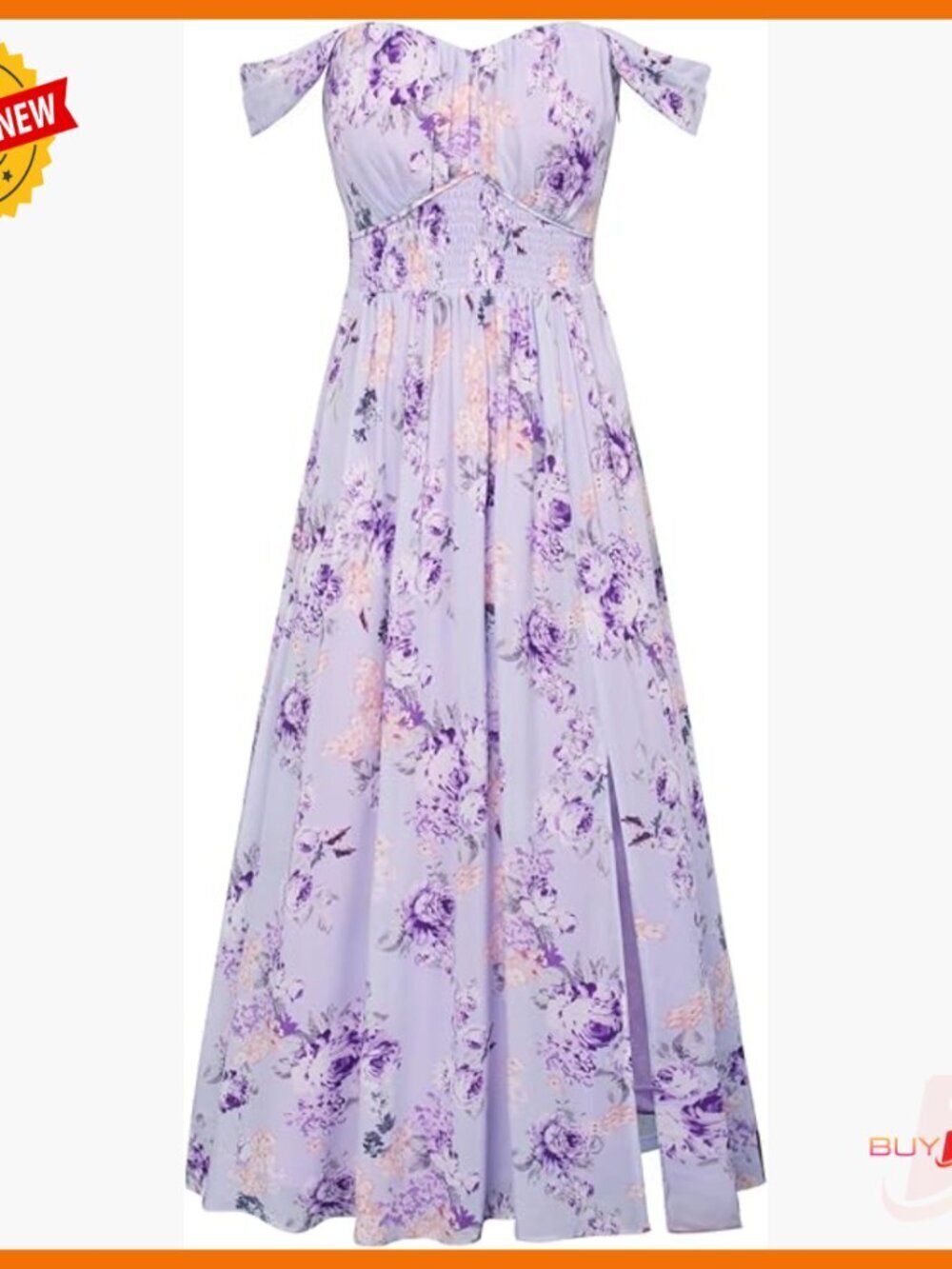 Summer Floral Maxi Dress Off Shoulder A-Line with Pockets